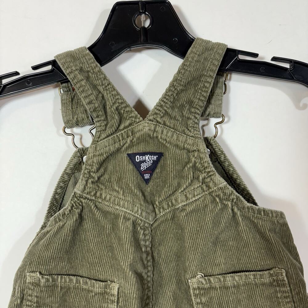 OshKosh B'Gosh Olive Green Corduroy Bib Overalls Size 3-6 M Cotton Vestbak - Picture 6 of 14
